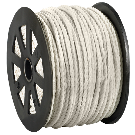 3/8", 2,450 lb, White Twisted Polypropylene Rope